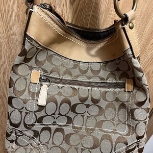 Coach Tan and Brown Signature Crossbody Bag